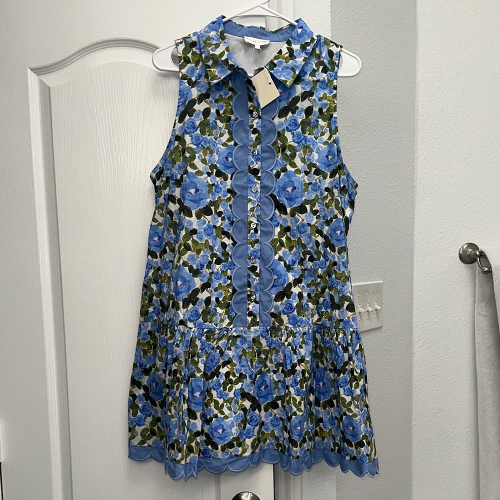 Entro Blue Floral Sleeveless Dress - Picture 2 of 6